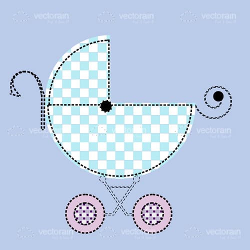 Baby Pram with Squared Pattern
